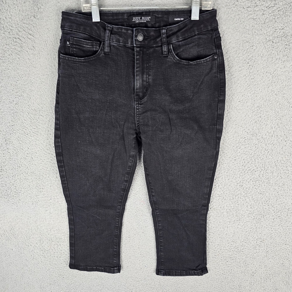Judy Blue Capri Jeans Womens 29 Black Capri Fit Cropped Denim Pants Stretch